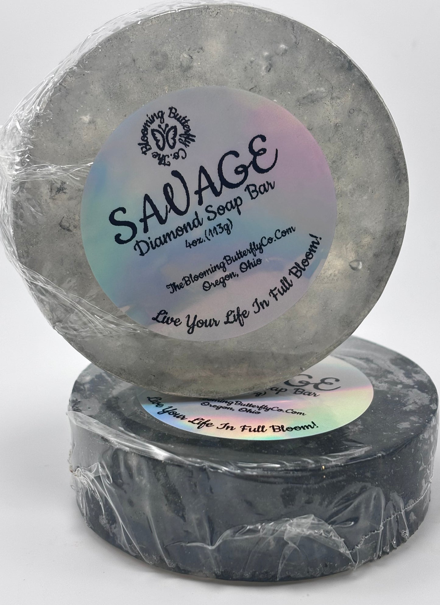 diamond like embedded savage soap bar with grey metallic color handcrafted by the blooming butterfly company