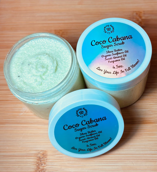 coconut lime sugar scrub with added oils and poppy seeds for extra smooth exfoliation and nourishing skin