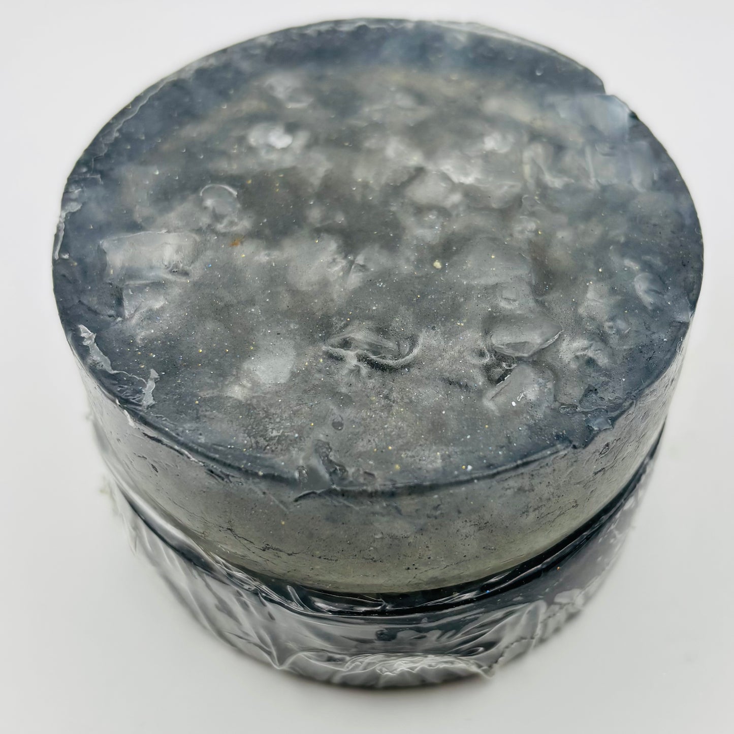 diamond like embedded savage soap bar with grey metallic color handcrafted by the blooming butterfly company 