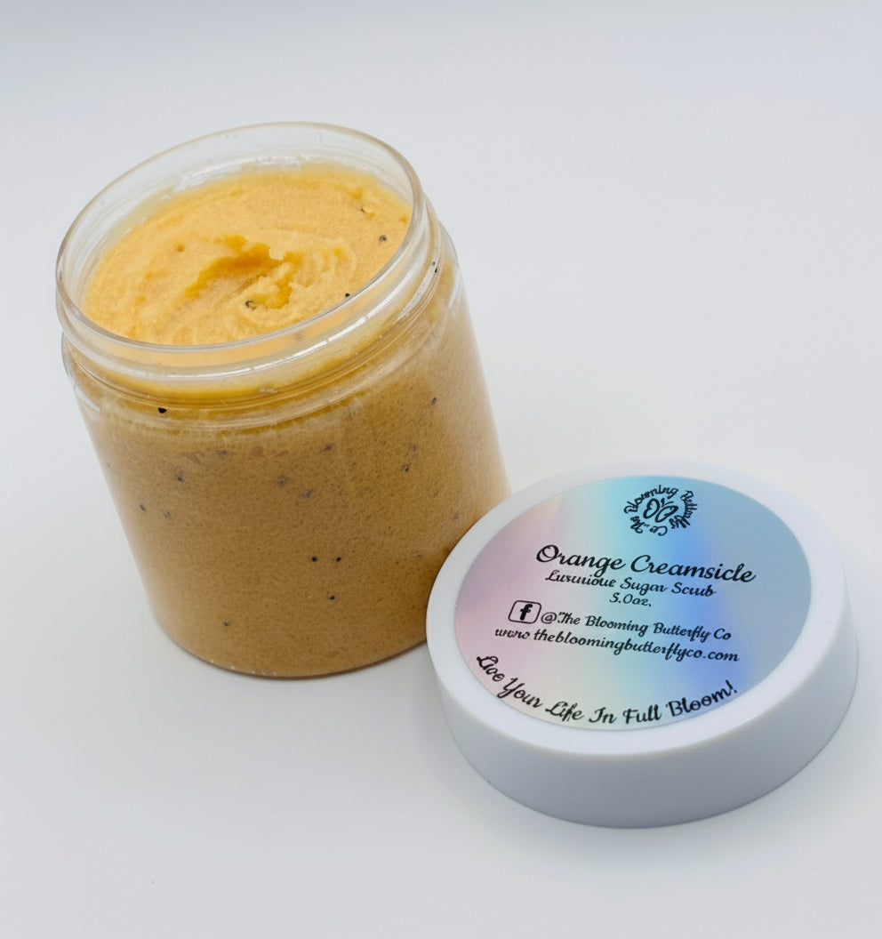 Orange Creamsicle Sugar Scrub with poppy seeds