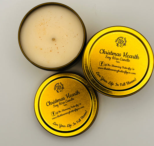 christmas candle in gold tin