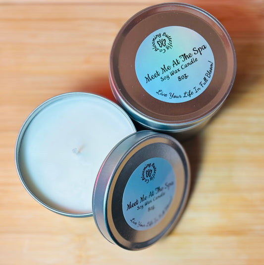 A day at the spa soy wax candle in 8oz. silver tin