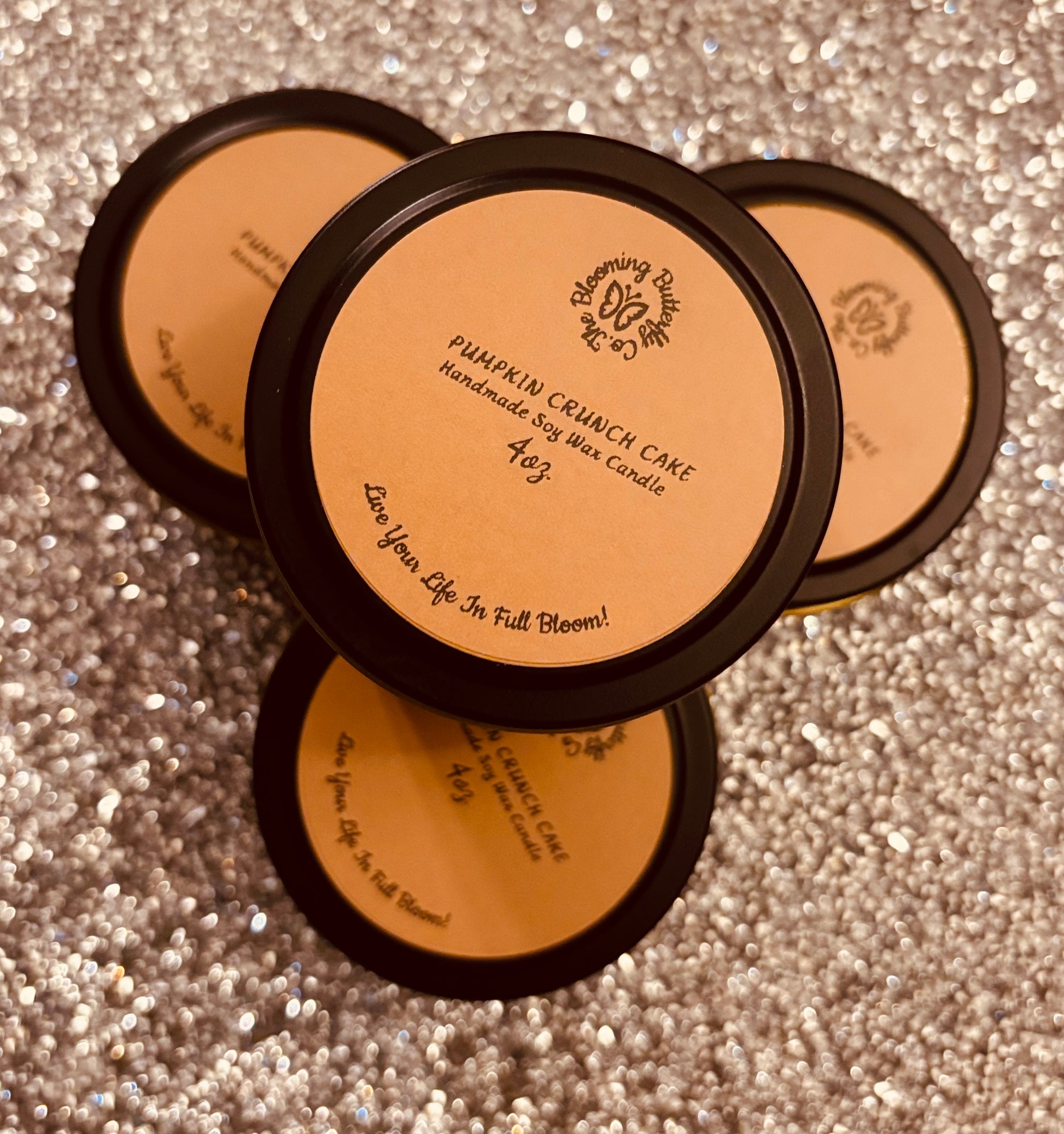 pumpkin soy wax candle hand poured into these decorative 4oz. tin vessels.