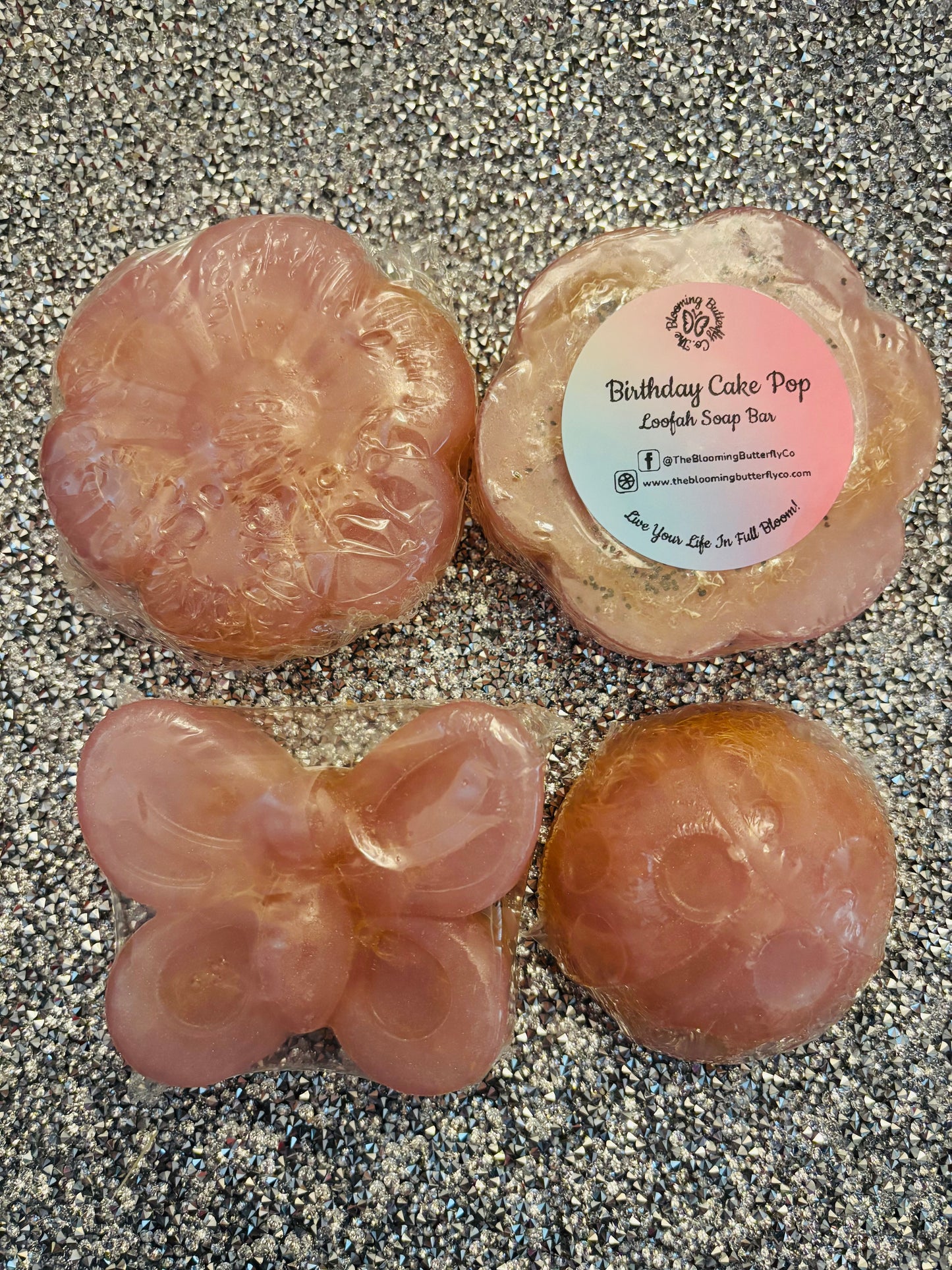 Handcrafted loofah soap bars, birthday cake fragrance by The Blooming Butterfly Co
