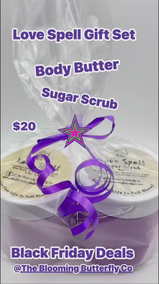 love spell body butter, and sugar scrub duo gift set