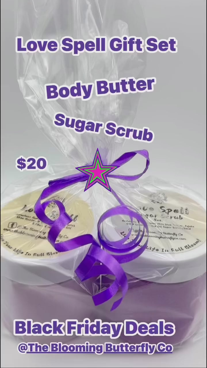 love spell body butter, and sugar scrub duo gift set