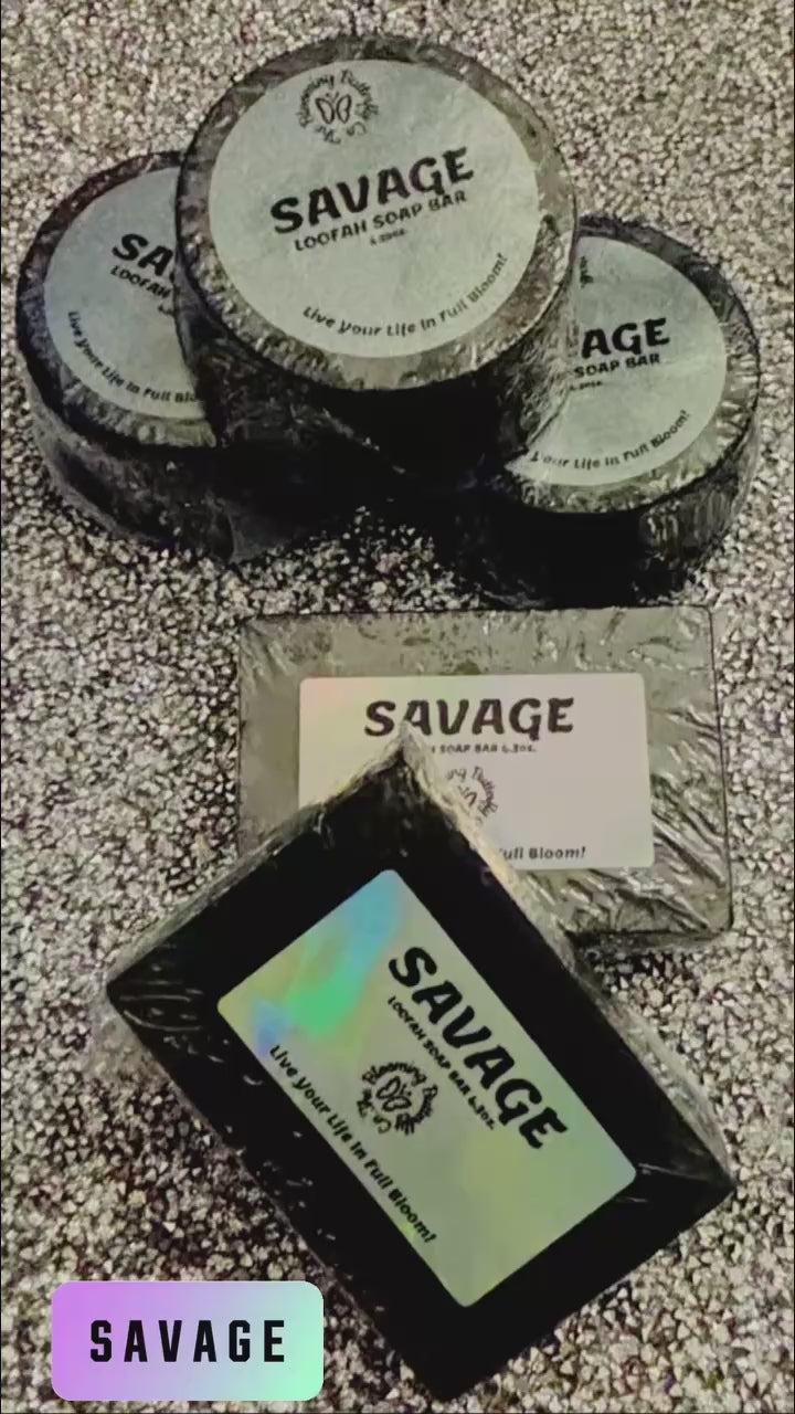 Savage fragranced loofah soap bar for men, grey shimmer color for masculine touch by The Blooming Butterfly Co